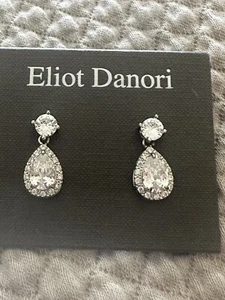 New Eliot Danori Cubic Zirconia Solitaire & Teardrop Earrings- Stunning - Picture 1 of 7