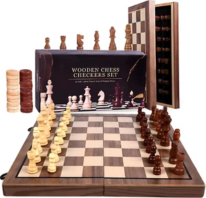 Chess Sets,15 Inch Magnetic Wooden Chess Set, Board Game for Adults and Kids, wi - Picture 1 of 7