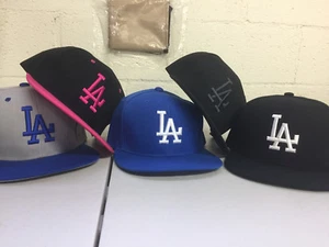 Dodgers Snap Back Cap Hat Embroidered LA Men Adjustable Flat Bill - Picture 1 of 16