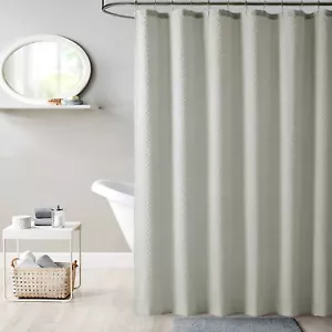 Embossed Stone Washed Textured Shower Curtain - Stone Washed Pattern in Silve... - Picture 1 of 7