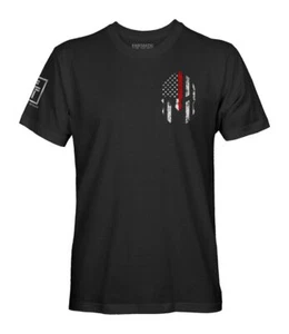 Thin Red Line Spartan Firefighter USA Flag Men's T Shirt - Picture 1 of 5