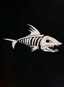 2-1R/1L Mean White Nitro Fish Skull Die Cut Vinyl Decal Sticker Boat,Tackle - Bild 1 von 3