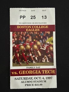 Vtg 1997 Ticket Stub Boston College Eagles Georgia Tech Yellow Jackets Football - Picture 1 of 3
