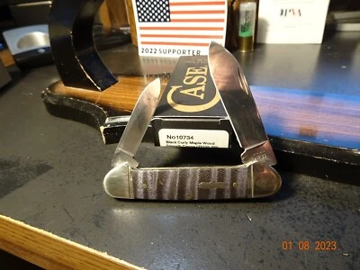 CASE & SONS 3.63" CERRADO NEGRO RIZADO MADERA ARCE CANOA 2- HOJAS S.S. CA-10734 Foto 1 de 4