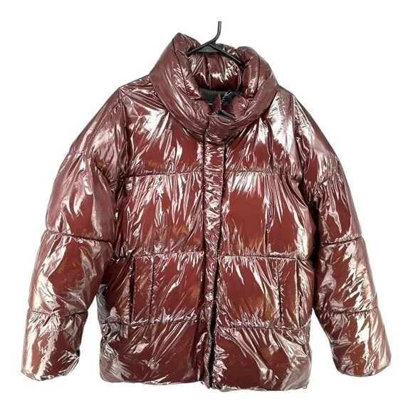Badgley Mischka Anthropologie | Chaqueta Abrigo Mujer’s XL Granate Puffer Cremallera Foto 1 de 4