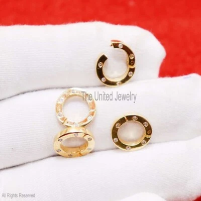 14K Gold Round Diamond Charm Holder, 14K Enhancer Lock, 14K Gold Push Lock - Image 1 of 4