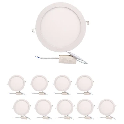 LED Recessed Lights 8 inch 18W 6500K Round Thin Downlight With Driver 10 Pack - Image 1 of 4