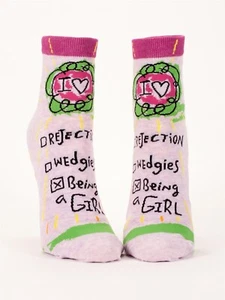 Calcetines al tobillo azules Q para mujer I Love Being A Girl talla 5-10 rosa - Imagen 1 de 6