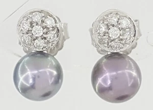 Tahitiperlen Diamant Ohrringe 0,21 ct Diamanten 7 mm breit 18K Weißgold - Bild 1 von 6