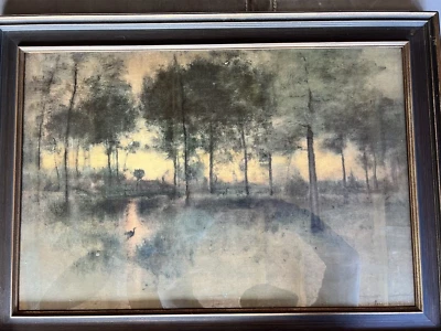 GEORGE INNESS THE HOME OF THE HERON 1921 Lithograph 33 1/2 x 24 FRAME Foto 1 de 4