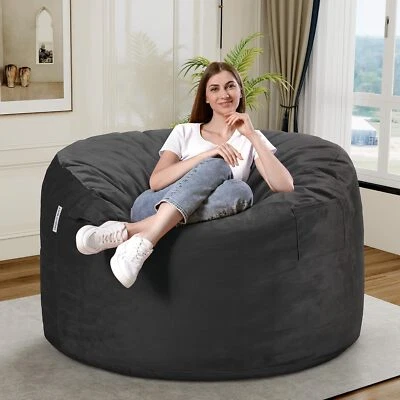 Cadeira Bean Bag 3 pés luxuosa veludo pele ultra macia com alta memória de rebote - Imagem 1 de 4