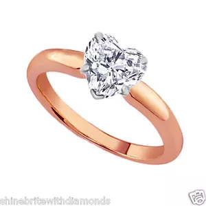 2 Karat Herzform Solitär Verlobungsring einfarbig 14K Rose Pink Gold - Bild 1 von 1