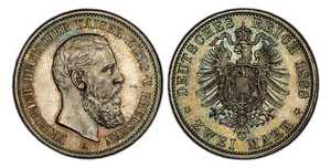 GERMAN ST Prussia. Friedrich III. 1888-A AR 2 Mark. PCGS MS65. J-98. - Picture 1 of 1