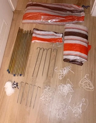 Wind Sichtschutz Garten 500 x 136 cm Orange Weiss Braun Balkon Camping PE Gewebe - Bild 1 von 4