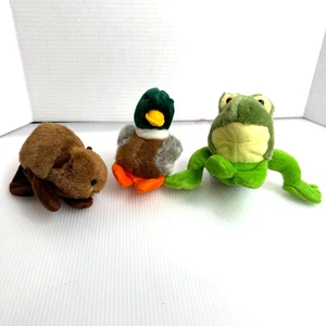 Lotto peluche Mary Meyer rana Mallard anatra e bever dito pupazzi vintage - Foto 1 di 8