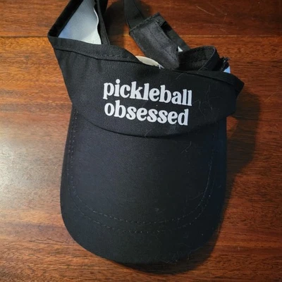 Pickleball Obsessed Tennis Visor Black One Size Fits All Hat NWT - Image 1 of 4