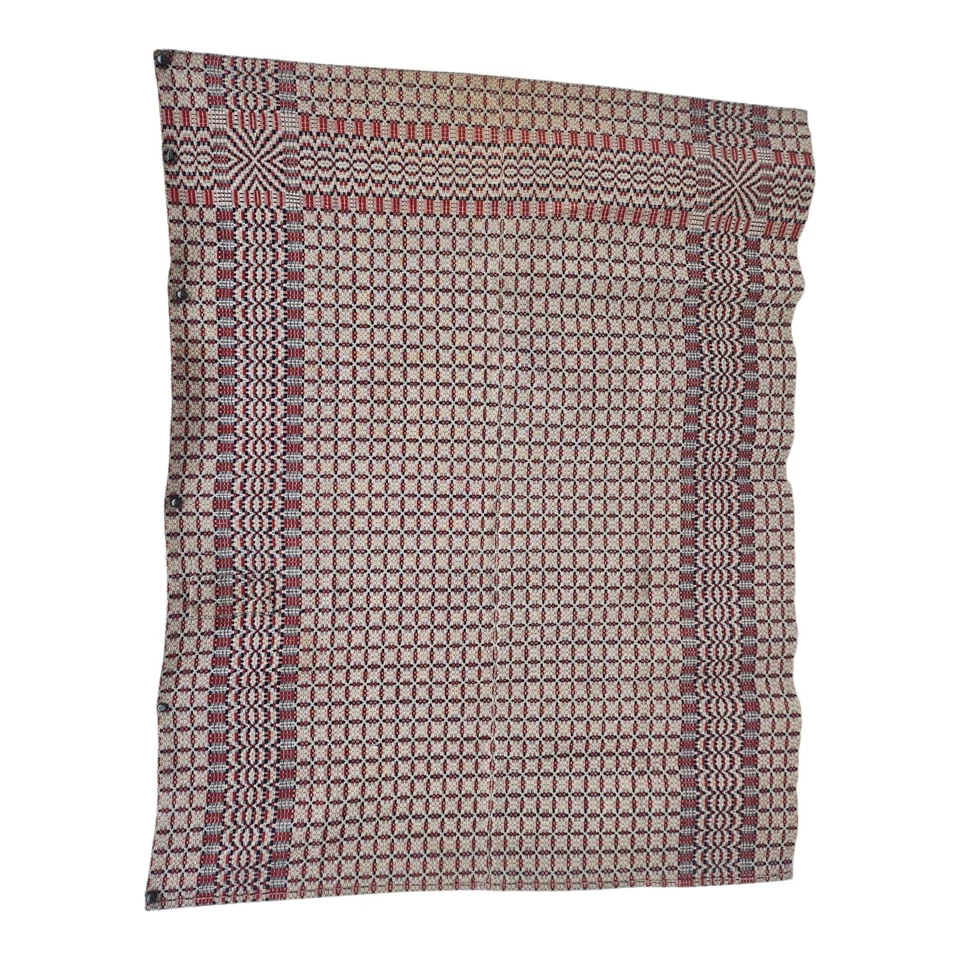 Antique Hand-Loomed  Coverlet Blanket 78"x 63" Red, White  & Blue  Americana - Image 1 of 4