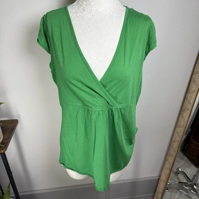 Lucy & Laurel Women’s Green Mock Wrap Pima Cotton Top Shirt Plus Size 1X - Image 1 of 4