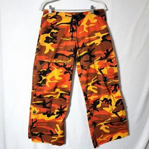Rothco Womens Cargo Camo Pants Sz XXS Paratrooper Drawstring Waist Orange - Picture 1 of 14