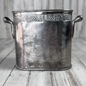 Vintage Pottery Barn Silver Plate Double Wine Cooler Champagne Bucket w/ Handles - Picture 1 of 16