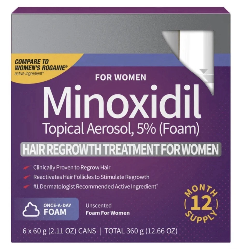 Kirkland Minoxidil 5% FOAM WOMEN Hair Regrowth Treatment 12 Months - Image 1 of 1