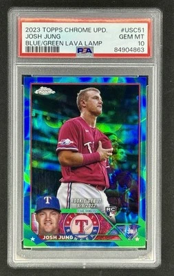 2023 Topps Chrome Update Blue Green Lava Refractor Josh Jung RC /125 PSA 10 - Image 1 of 2