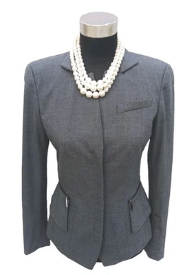 Traje Chaqueta Worth Talla 0 Gris Lana Capas Cremallera Vestido Informal Para Mujer Blazer XS Foto 1 de 4