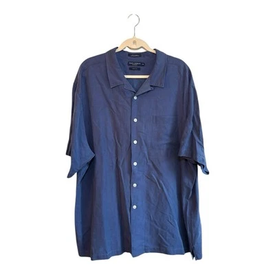 Daniel Cremieux Mens Silk/Linen Navy Classic Tailored Fit Button Down Shirt XXL - Image 1 of 4