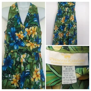 PRINCESS KAIULANI Tropical Vintage Style V Neck Summer Maxi Dress Hawaiian 6 new - Picture 1 of 9