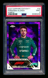 2023 Topps Chrome Sapphire F1 #32 Fernando Alonso Purple Refractor #01/10 PSA 9 - Picture 1 of 2