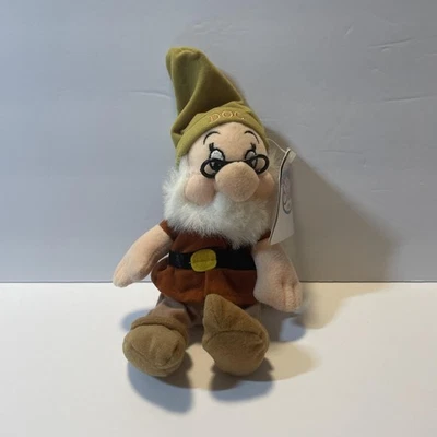 Vintage Disney Store Doc Mini Bean Bag Plush 9" Snow White Dwarf 2000 Tag - Image 1 of 4