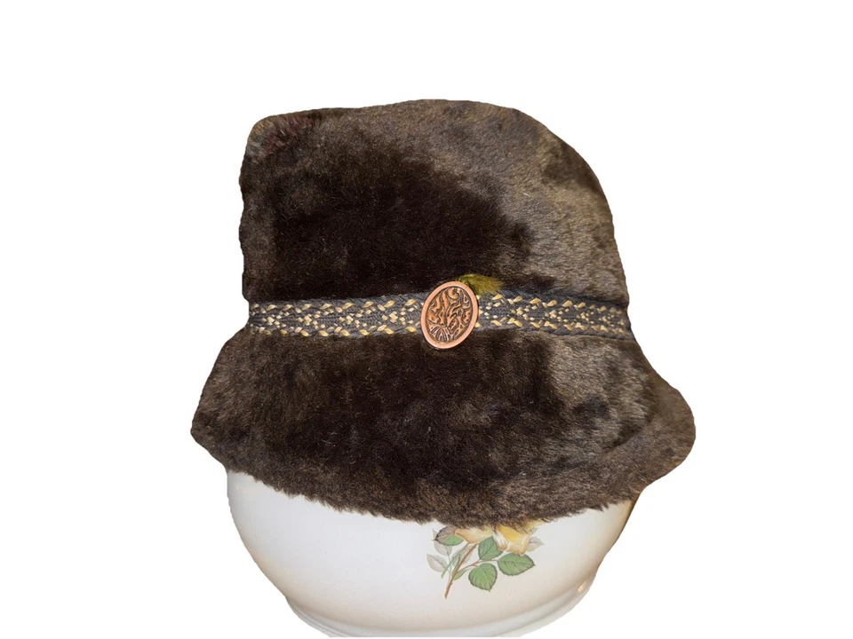 Gorra de piel de conejo vintage de los años 50 hecha en unión grande 100 % piel de conejo sombrero de invierno unisex Foto 1 de 4