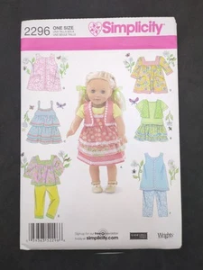 SIMPLICITY 2296 CRAFTS 18" PUPPENKLEIDUNG WIE DAS AMERIKANISCHE MÄDCHEN MUSTER - Bild 1 von 3