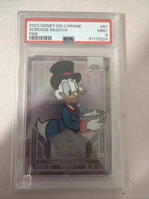 2023 TOPPS CHROME DISNEY100 PINK REFRACTOR #87 SCROOGE MCDUCK /399 PSA 9 - Image 1 of 3
