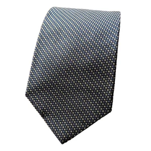 Tommy Hilfiger Men's Blue Gray Check 100% Silk Necktie Tie Classic Event Career - Picture 1 of 4