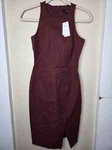 Banana Republic Burgunderrot Damenkleid Größe 2 Bleistiftschlitz vorne Zierlich - Bild 1 von 7