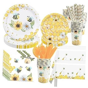 Bee Tableware Party Decorations - Bumble Bee Themed Party Supplies Include - Picture 1 of 7
