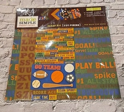 Markcella Scrapbook Kit, Made Simple, Sports Football Baseball Soccer, New - Image 1 of 4
