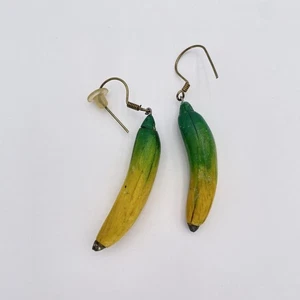 Pendientes colgantes de plátano pintados a mano joyería de frutas divertidos pendientes de regalo - Imagen 1 de 4