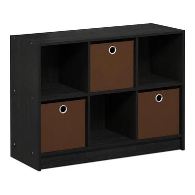 Librería básica de madera Furinno 3x2 con contenedores en negro americano/marrón medio Foto 1 de 4