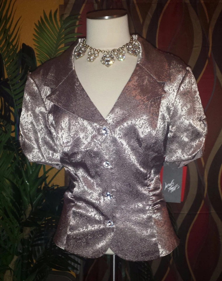 JS COLLECTIONS NWT 16  $144 women's shirt jacket party champagne pink shimmer - Image 1 of 1