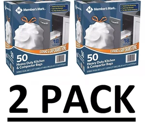 2 PACK - Heavy Duty Kitchen Compactor Trash Bags 18 gallon 50 ct (TOTAL 100 ct.) - Picture 1 of 7