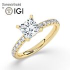 IGI, 2CT, Solitaire Lab-Grown Princess Diamond Engagement Ring, 18K Yellow Gold