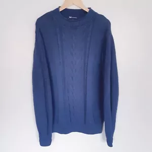 Mens Crew Clothing Crew Neck Cable Jumper Sweater Blue Mens Size M P2P 23" - Picture 1 of 21
