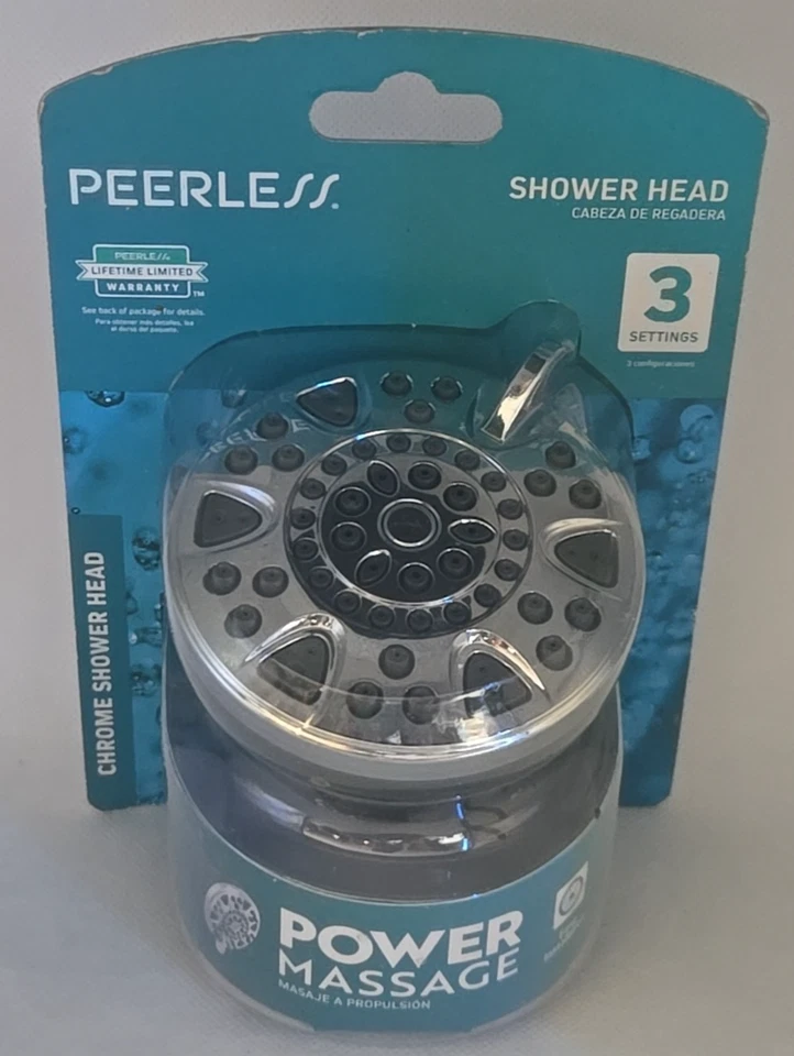 Peerless 76314 Power Massage Shower Head 3-Setting 1.75 GPM Chrome NEW Sealed - Image 1 of 4