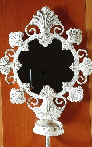 WALL SCONCE Candle Holder - Vintage Metal Mirrored Shell Lighting Architectural Cover