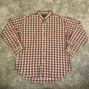 Ralph Lauren Mens Shirt Large Red White Checkered Button Down Cotton Bartlett - Picture 1 of 9