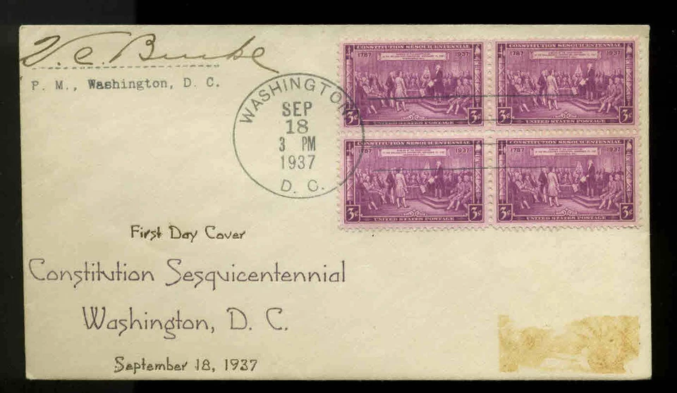 798 BLOCK of 4 CONSTITUTION 2nd DAY WASHINGTON, DC PLANTY P68 NIX CACHET - Image 1 of 1