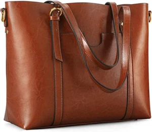 Genuine Leather Women Tote Bag Soft Handbags Vintage Shoulder Purses Fashion Top - Picture 1 of 9
