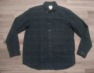 Camisa de franela polar a cuadros tartán reloj negro LL Bean para hombre talla grande regular - Imagen 1 de 6